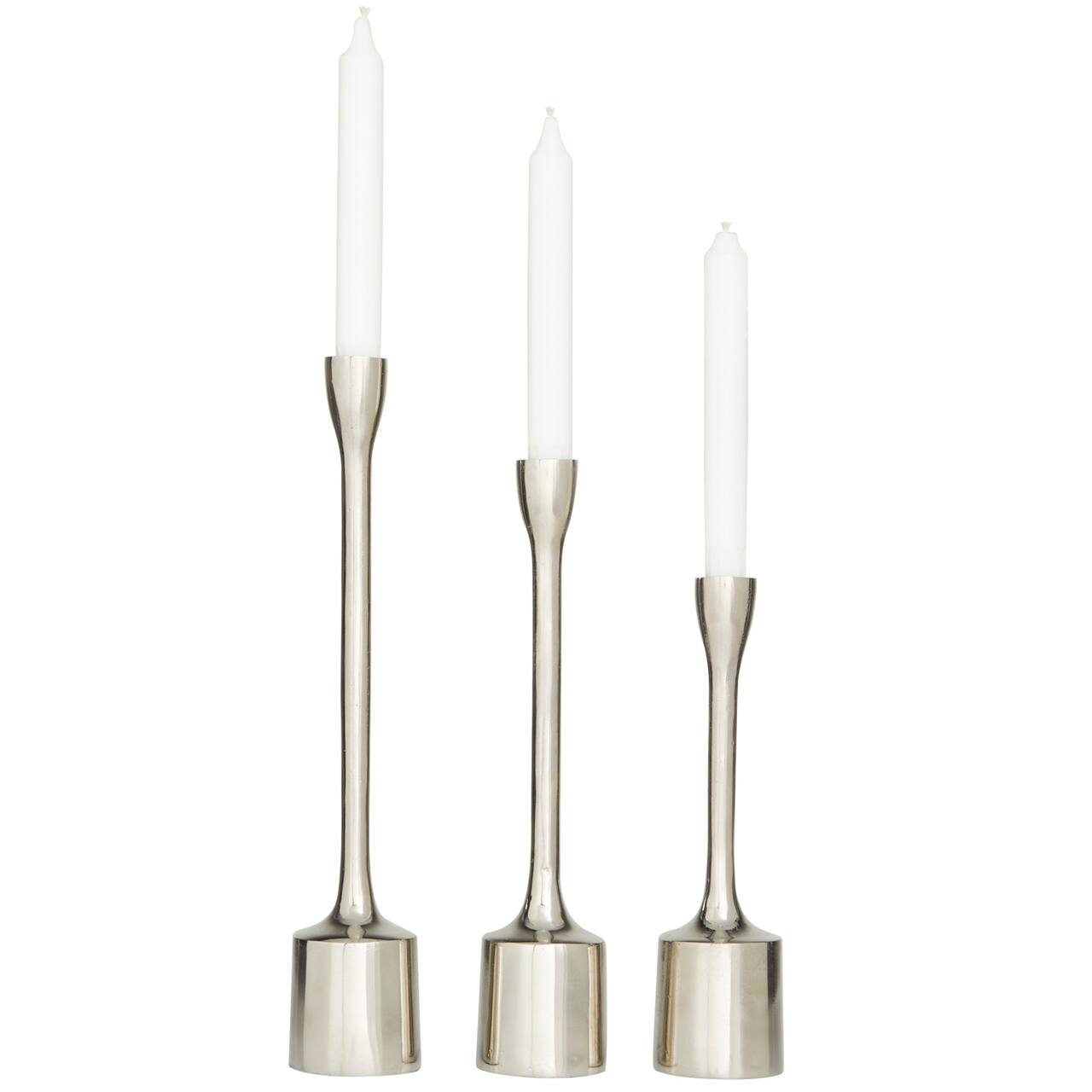 CosmoLiving by Cosmopolitan Silver Aluminum Tapered Candle Holder Set